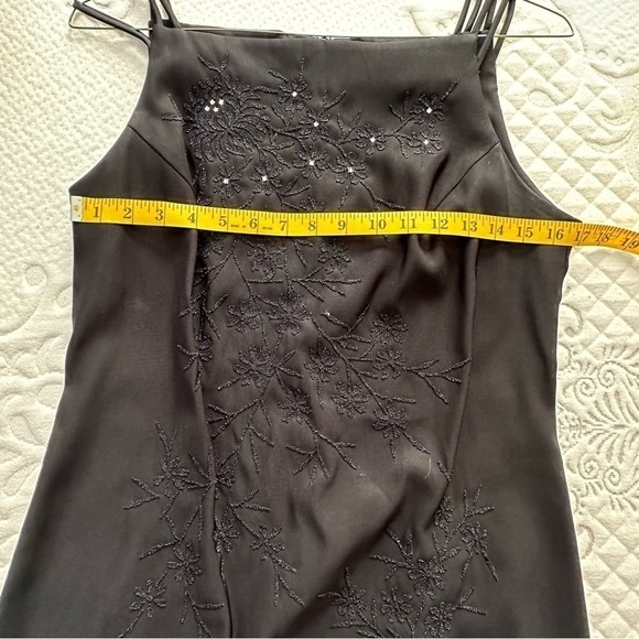 Vtg. CDC Dress Sheath Formal Y2K Black Square Neck Beads Spaghetti Straps Sz 12 - Picture 10 of 12